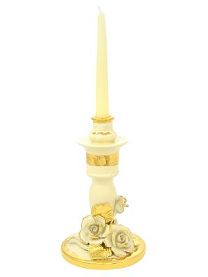 BOUGEOIR ROSETTE Bougeoir en céramique Créations Artistiques baroques Or 24 carats Made in Italy