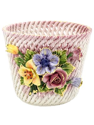 PORTE-POT DE FLEURS 1 Porte-plantes en céramique Créations Artistiques Feuille d'Or 24 carats Fabriqué en Italie