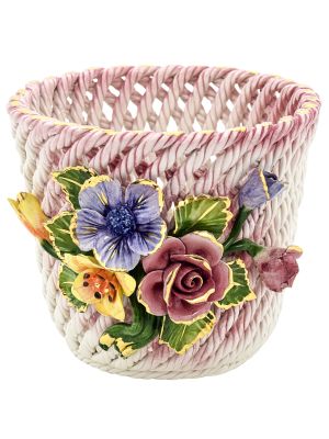 PORTE-POT DE FLEURS 3 Porte-plantes en céramique Créations Artistiques Feuille d'Or 24 carats Fabriqué en Italie