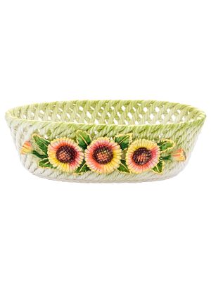 DAISY POT HOLDER 2 Porte-plantes Céramique Artistique Feuille d'Or 24 carats Fabriqué en Italie