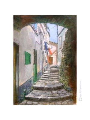VICOLO DI FORENZA Peinture acrylique moderne sur toile Made in Italy 