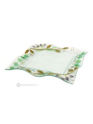 NINFEA – Plateau, assiette de service, centre de table en verre artistique, fait main