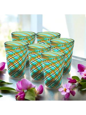 ACQUA CANNE Set de 6 verres tumbler en verre de Murano Fabriqué en Italie