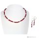ÉLÉGANCE – Ensemble collier et boucles d’oreilles en argent fait main avec grenat rouge et hématite.