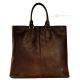 Sac bandoulière femme cabas GRETA Shopper en vrai cuir artisanal marron