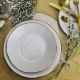 Service de table PRETA 20 pièces pour 6 personnes en céramique blanche peinte à la main avec de l'or 8 carats