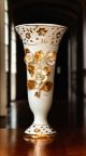 Vase en céramique fine, enrichi de roses, de cristaux Swarovski et de finitions dorées.