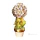 Plante artistique en céramique décorée d'hortensias et de détails dorés, réalisée entièrement à la main.