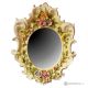 Miroir en céramique fine, de style baroque, décoré de fleurs et de détails dorés, fait main