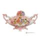 Soupière artistique en céramique de style baroque, décorée de motifs floraux et d'or, faite à la main.