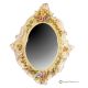 Miroir en céramique raffiné, de style baroque, orné de fleurs et de détails dorés, fait à la main.