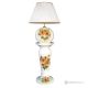 Lampe de table avec colonne en céramique artistique, décorée de tournesols et de détails dorés
