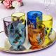 Ensemble de 6 verres en cristal coloré, verre soufflé, original de Murano, Venise.