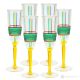 BRILLANTE Ensemble de 6 flûtes authentiques peintes à la main en verre de qualité supérieure.