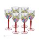 OASIS Ensemble de 6 authentiques verres à vin à pied peints à la main dans un verre de qualité supérieure.