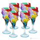 CALYPSO Ensemble de 6 verres à pied authentiques et modernes peints à la main en cristal.