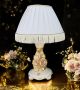 Lampe de table artistique en céramique de style baroque, détail en or 24 carats, Made in Italy