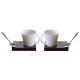 KRISTIAN 1 set 2 tasses avec porte-gobelet en bois et cuillère en porcelaine style moderne authentique fait main Made in Italy
