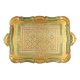GOLDEN TRAY GREEN CARPET Plateau en bois décoré d'or et de vert peint à la main fabriqué en Italie