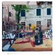 RESTAURANT Peinture sur toile de Massimo Scarpa avec technique à l'encaustique